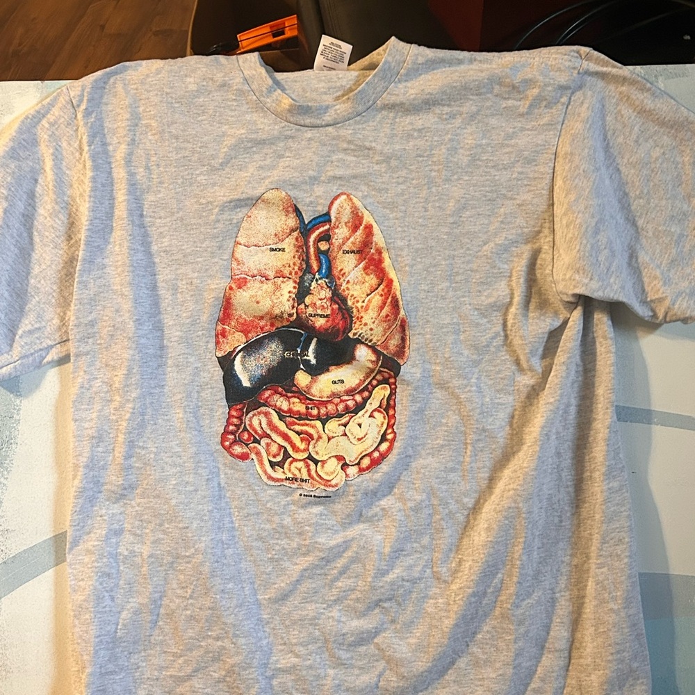 Supreme Gray Anatomical Graphic Short Sleeve Tee NWT